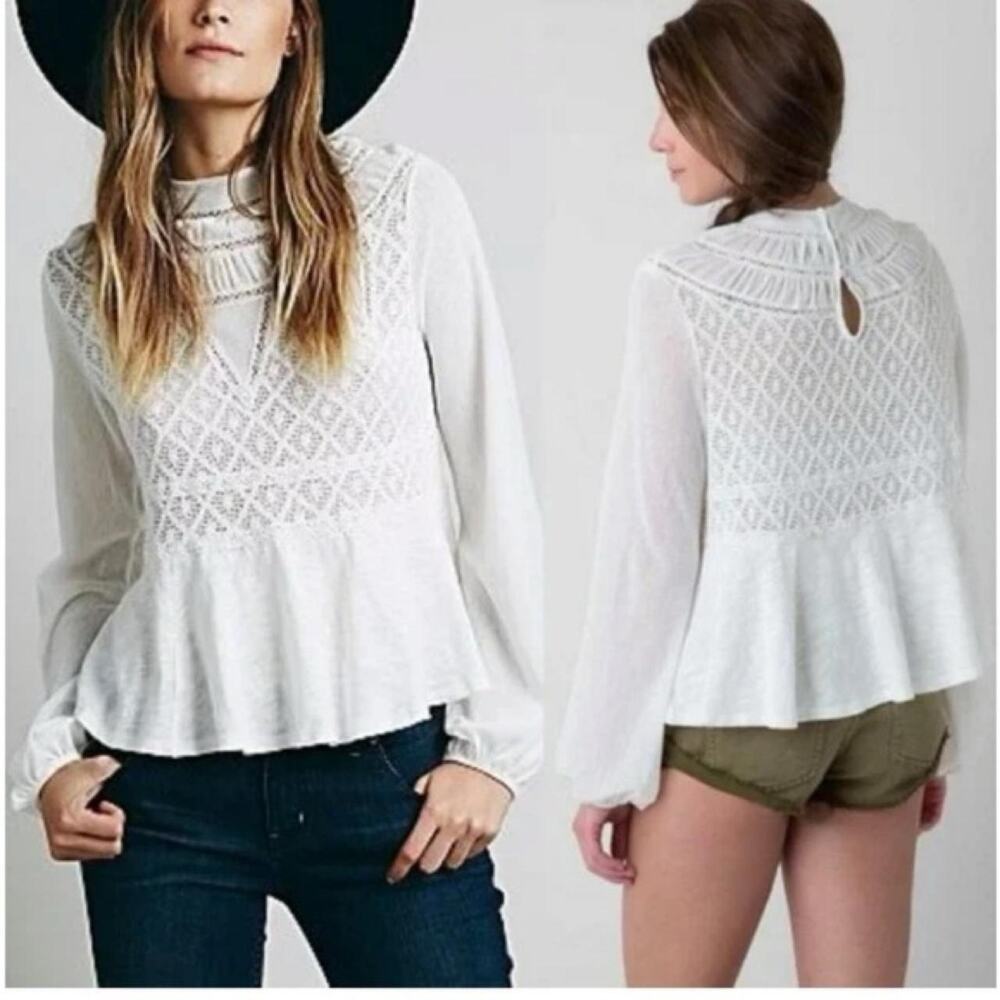 Free People small white lace top